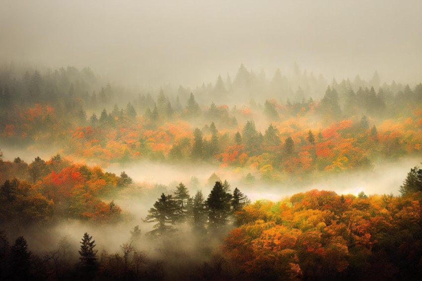 Foggy Forest in Fall: Intricate Psychedelic Landscapes