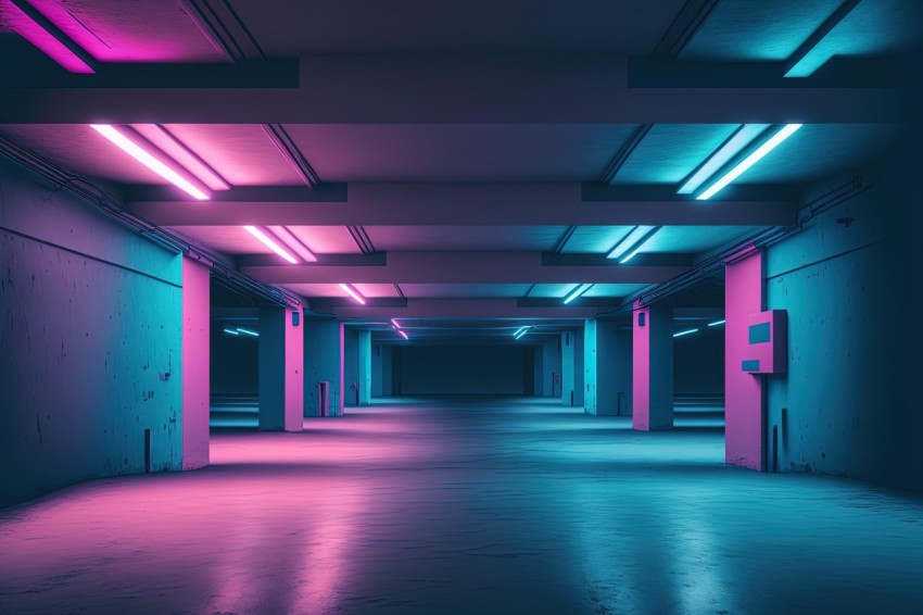 Neon Corridor: Urban Minimalism with Realistic Color Palette