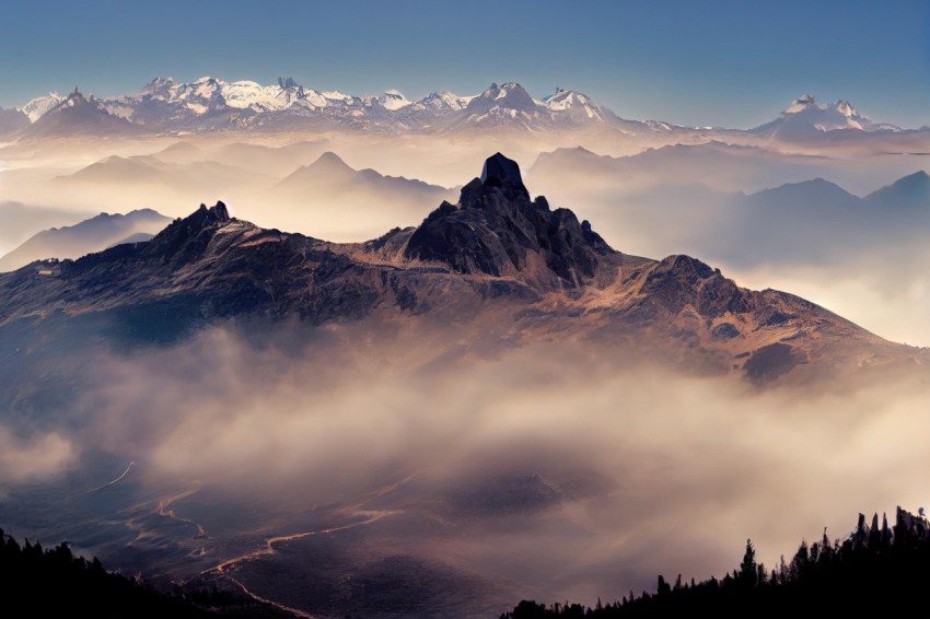 Misty Mountain in Swiss Style | Italian Landscapes | Panoramic View