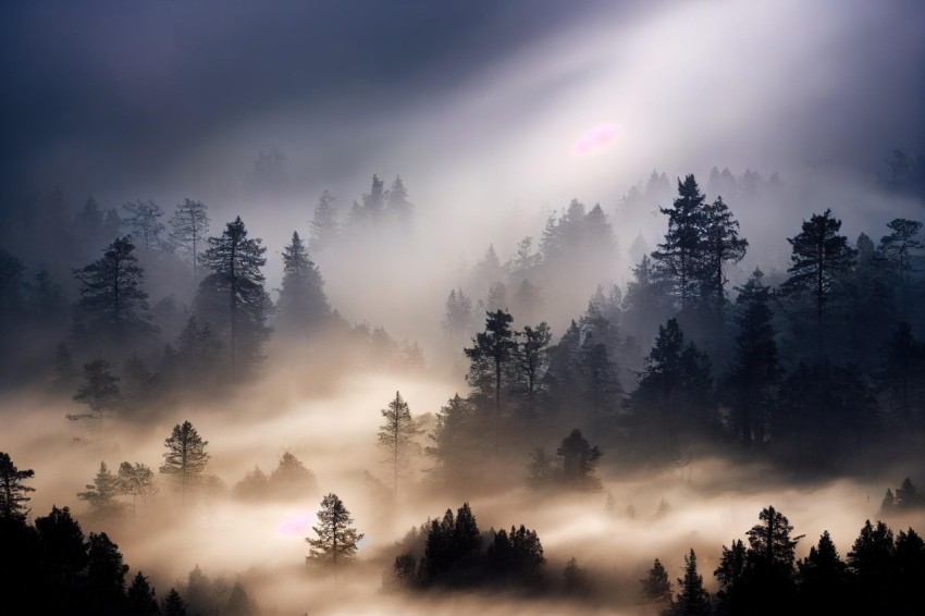 Enchanting Forest Fog: A Serene and Ethereal Landscape