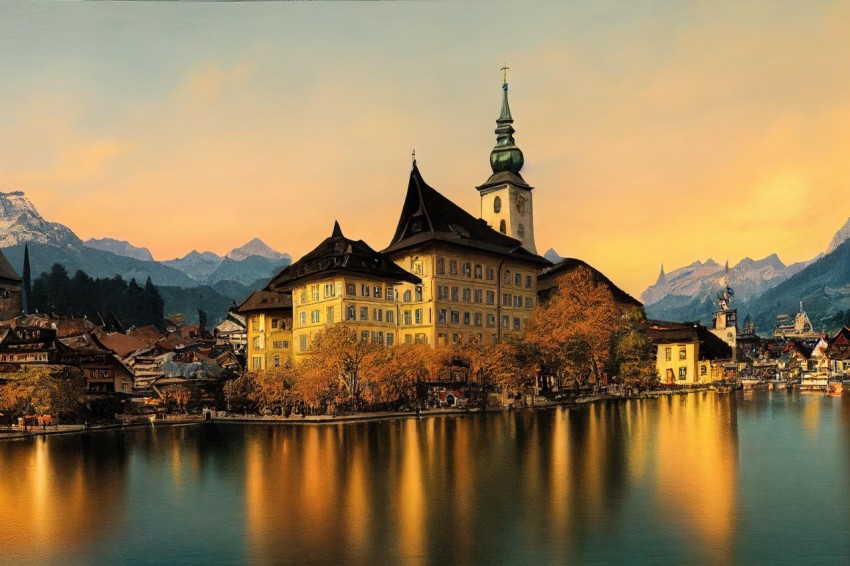 Switzerland City Landscapes | Richly Colored Skies | Religious Building