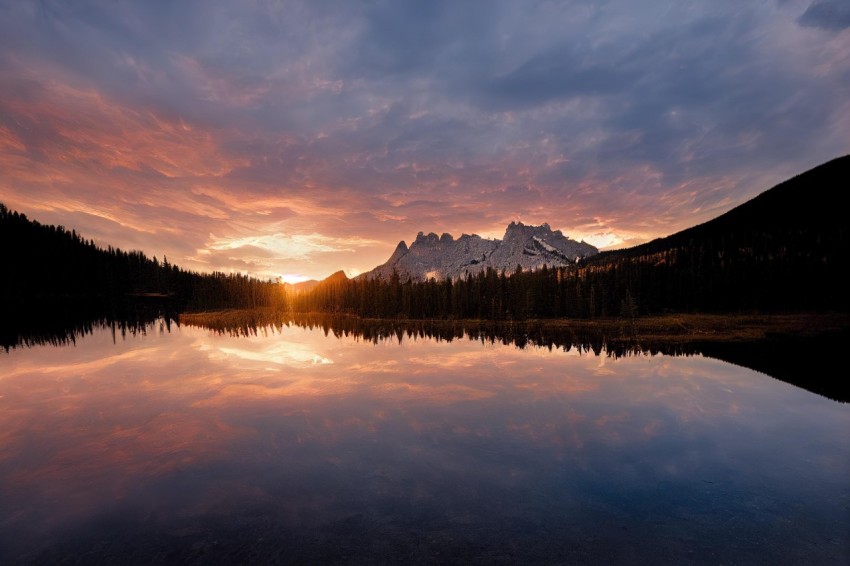 Serene Sunrise Reflection in a Mountain Lake | Schlieren Photography