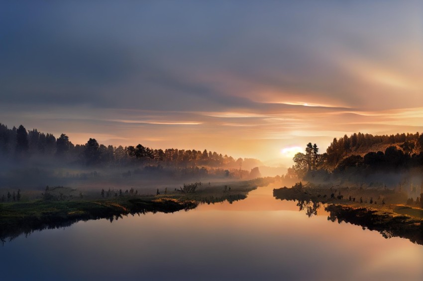 River at Sunrise: A Joyful Celebration of Nature