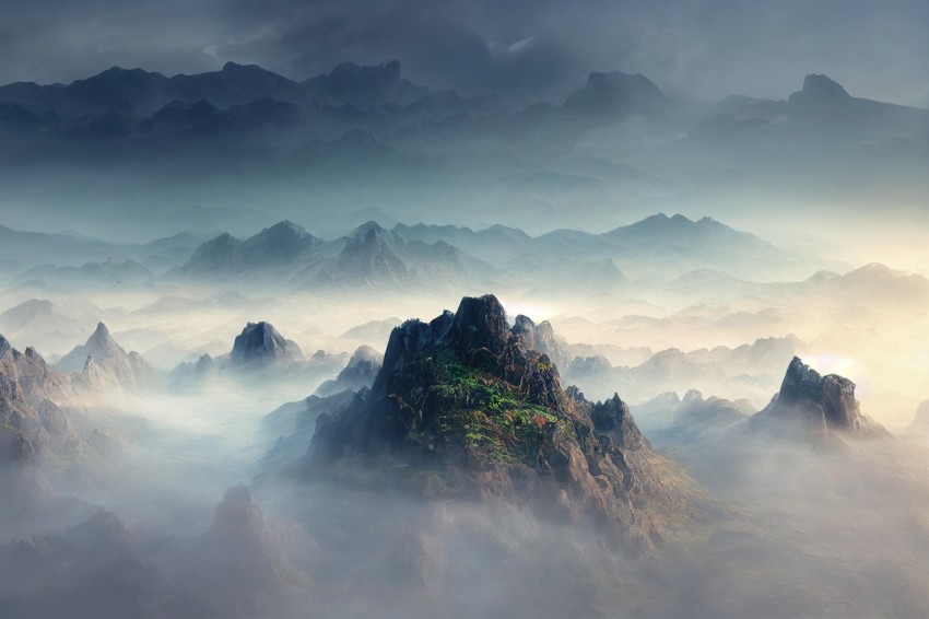 Foggy and Cloudy Mountain Landscapes | Photobashing Fantasy Art