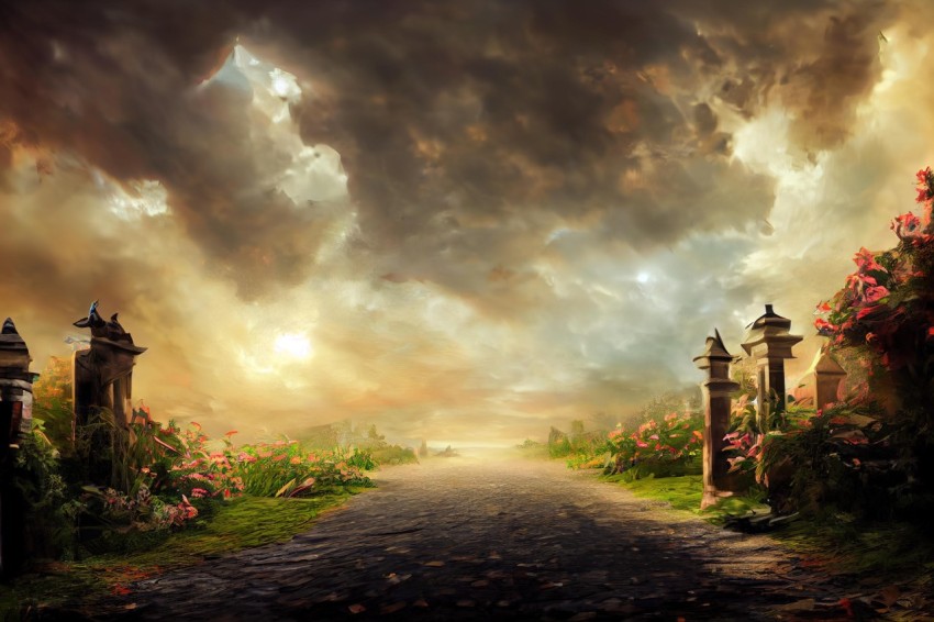 Exotic Fantasy Landscapes: Road Leading to a Cemetery