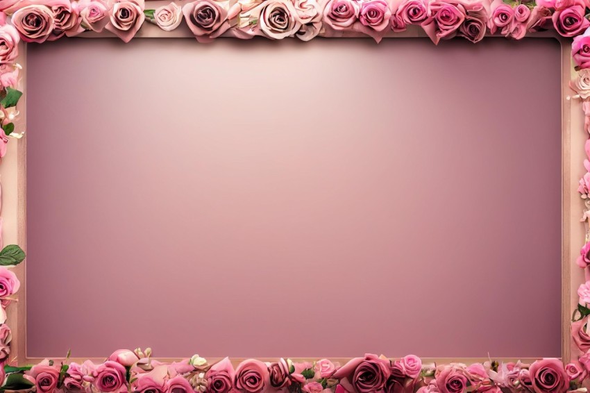 Pink Rose Frame on Pink Background | Dark Crimson and Dark Beige