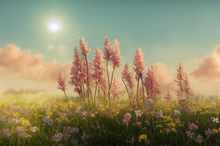 Pink Blooming Flowers in Sunlight - Daz3D Style
