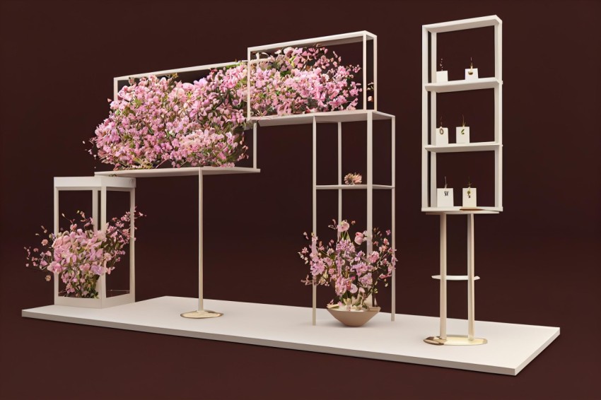 Floral Decoration on Display Stand | Floating Structures | Cherry Blossoms