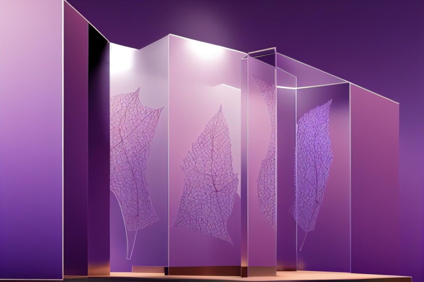 Glass Display with Textured Leaves - Highly Detailed Architecture
