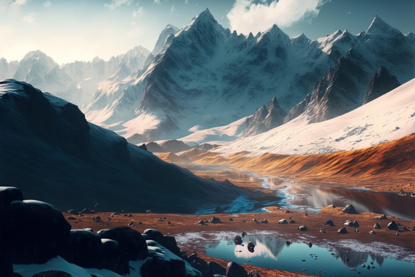 Winter Landscape Graphic Illustration | 2D Game Art Style | Sublime Wilderness