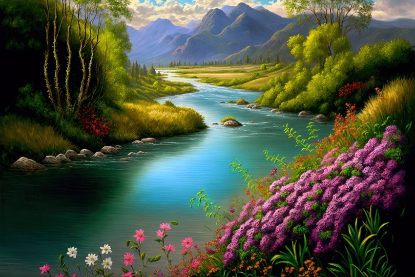 Fantasy Landscape Art - A River Through the Valley