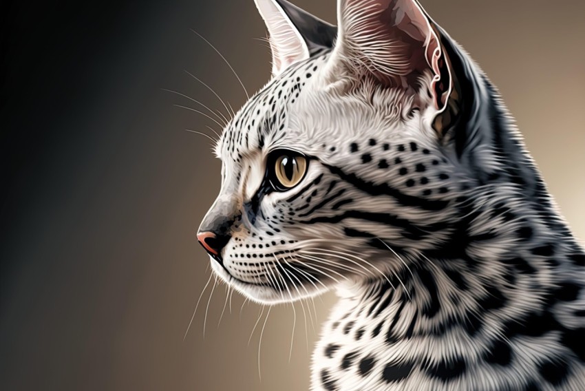 Optical Illusion of a Savannah Cat in Realistic Still Life Style