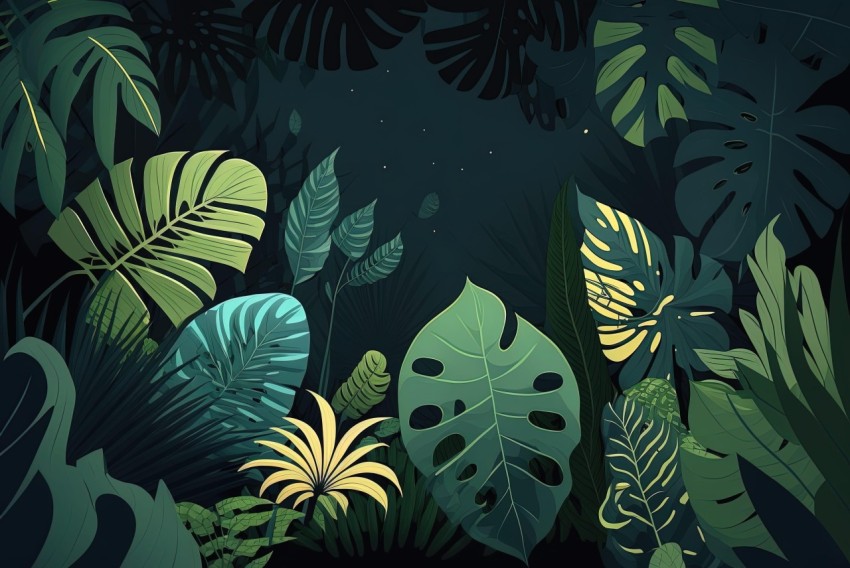Night Jungle in Cartoon Style - A Whimsical Wilderness