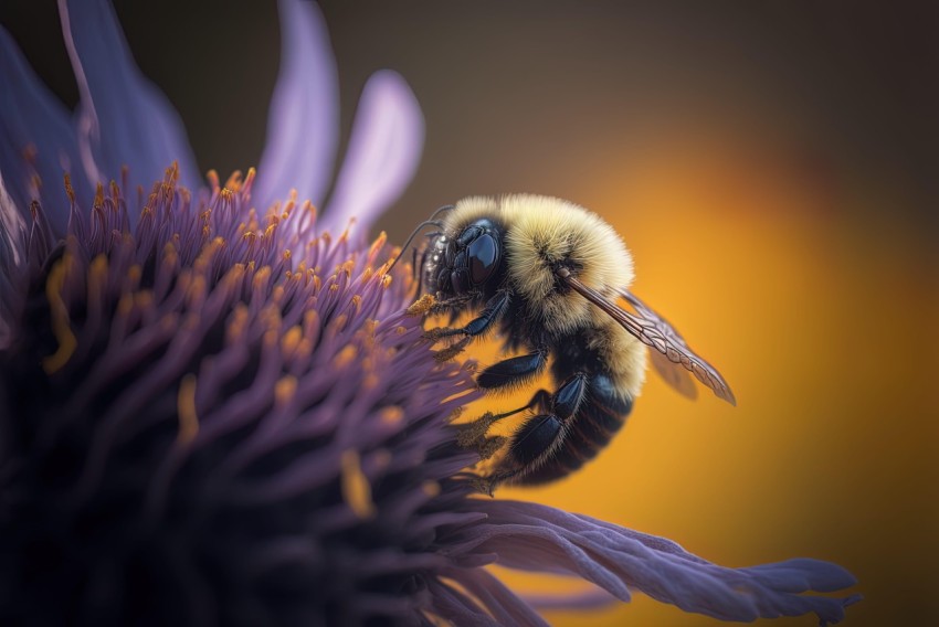 Bumble Bee on Purple Flower: A Captivating Depiction