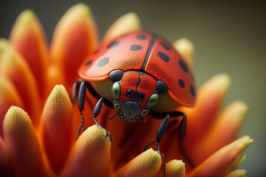 Ladybug on Orange Flower - A Colorful, Emotive Portraiture