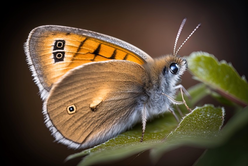 Brown and White Butterfly on Leaf: A Photorealistic Iconography