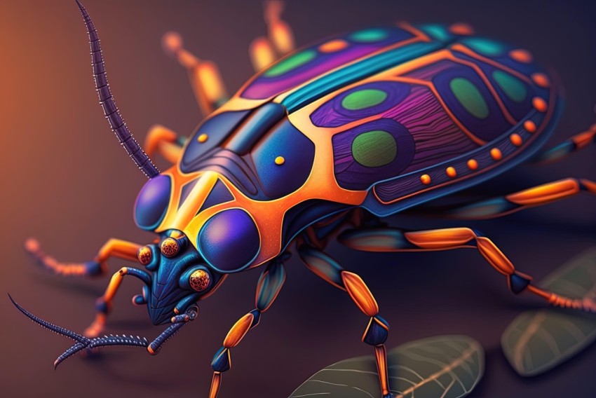 Colorful Fantasy Beetle - Detailed and Lively 2D Art