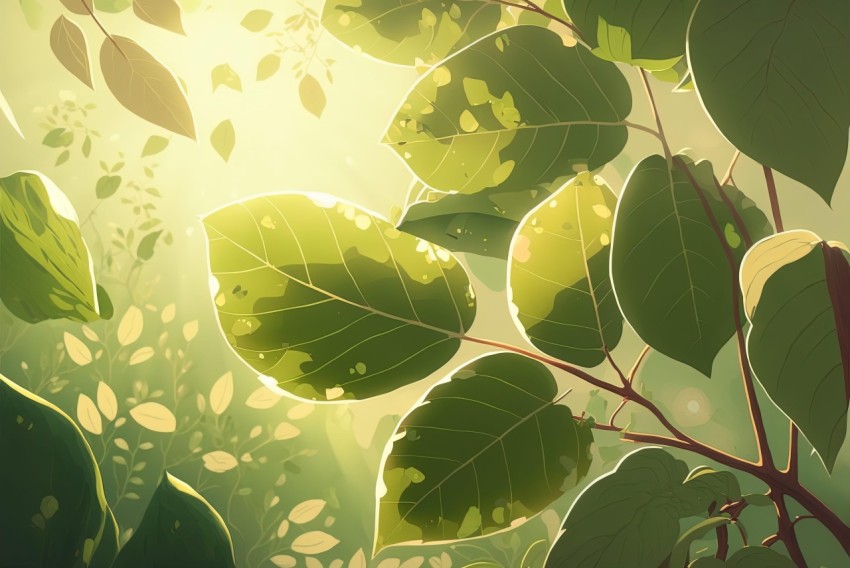 Bright Anime-Style Leaf Digital Illustration