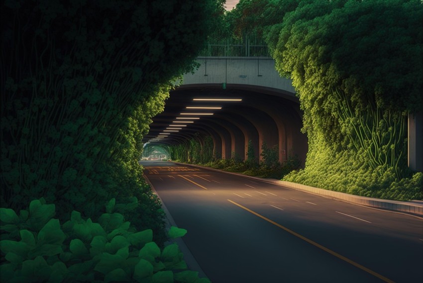 Lush Green Tunnel: An Intricate Blend of Nature and Architecture