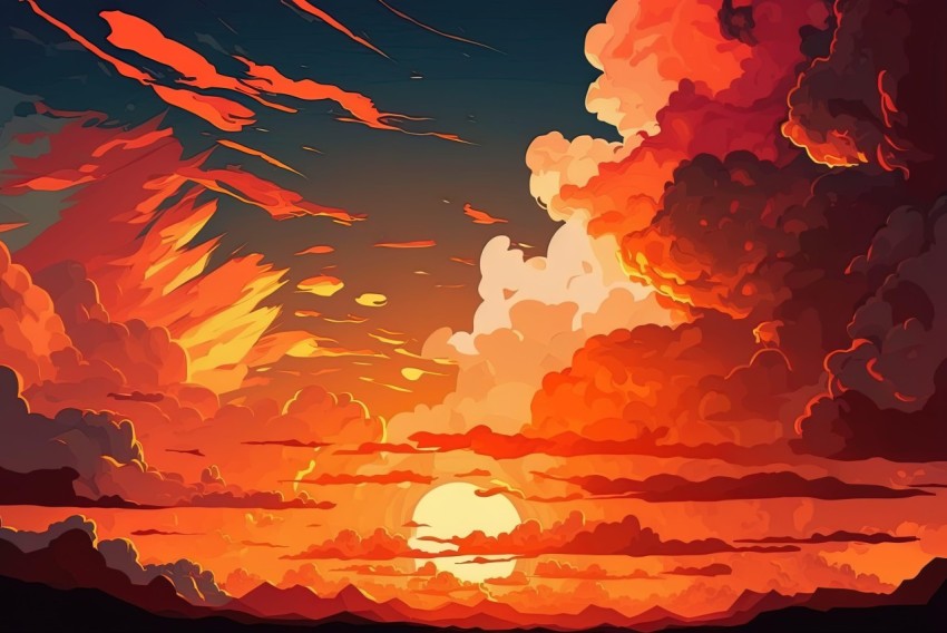 Captivating Sunset Painting in Manga Style | 8K Resolution