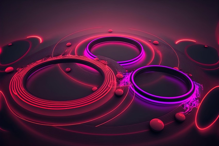 Enchanting Purple Background with Glowing Red Circles | Abstract Art