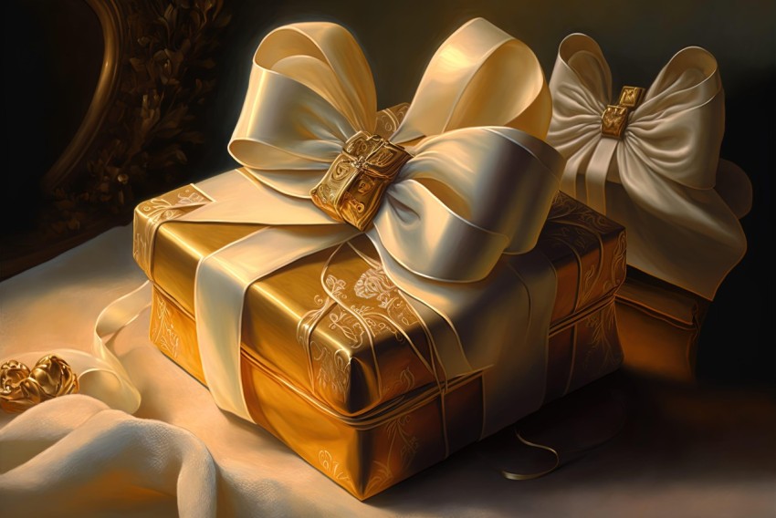 Exquisite Gift Box - A Romanticized Nostalgia in Gold and White