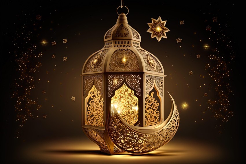 Golden Ramadan Lantern Lighting | Detailed Fantasy Art