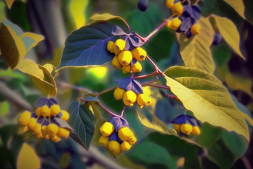 Yellow Leaves and Berries: A Captivating Nature Image