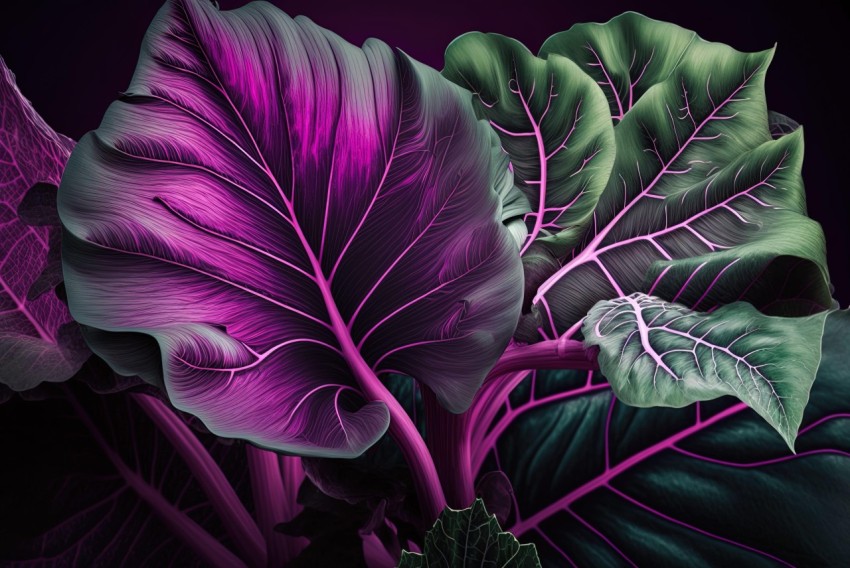 Broccoli and Cabbage Leaves in Modern Digital Art Style