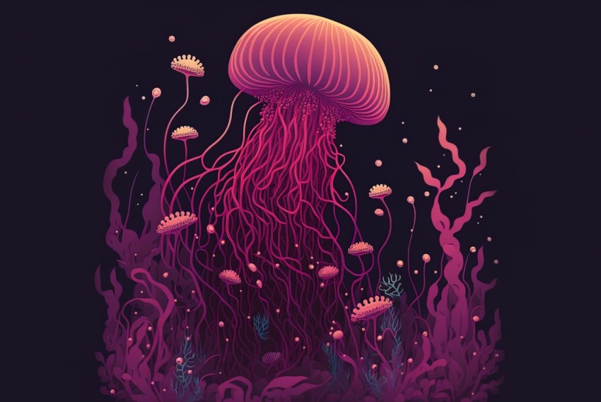 Oceanic Jellyfish Illustration: Blend of Soft and Hard Lines