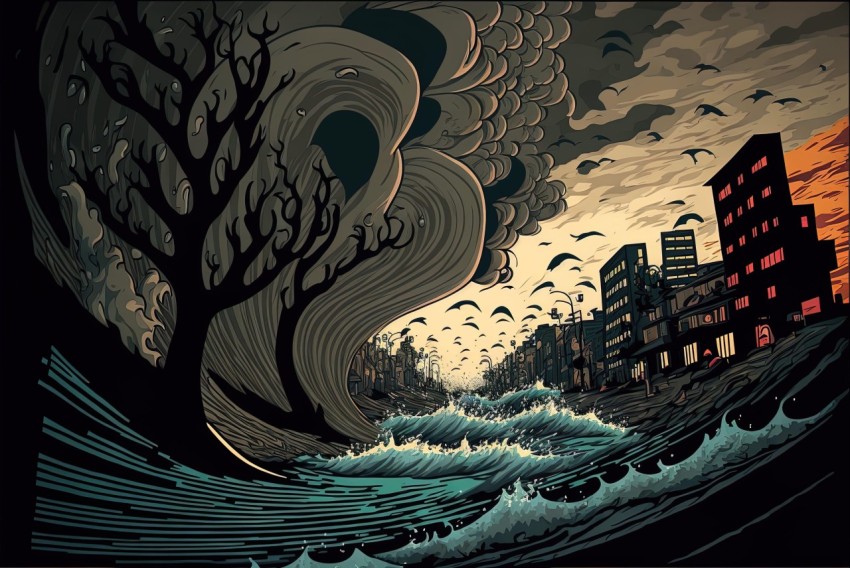Storm in Ocean City Poster Art - Environmental Awareness Through Art