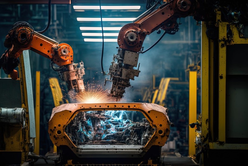 Industrial Robots Welding in Factory - Nikon D850 Style