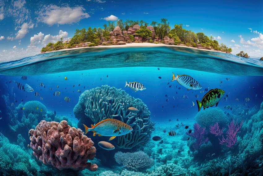Underwater Paradise: An Oceanic Landscape in Vibrant Colors