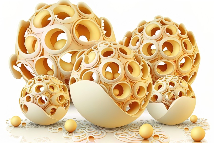 Golden Egg 3D Model with Organic Biomorphic Design