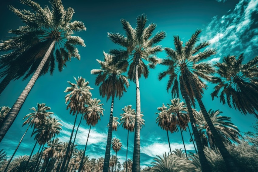 Palm Trees Under Blue Sky: Lo-Fi Aesthetic and Infrared Perspective
