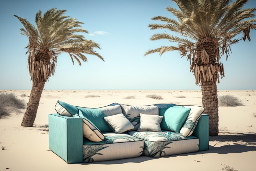 Sofa in the Desert: A Fusion of Comfort and Wilderness