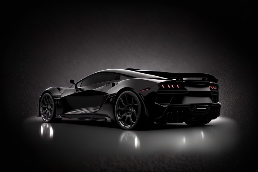 Black Sports Car in Dark Environment: Gothic Grandeur meets Modern Craftsmanship