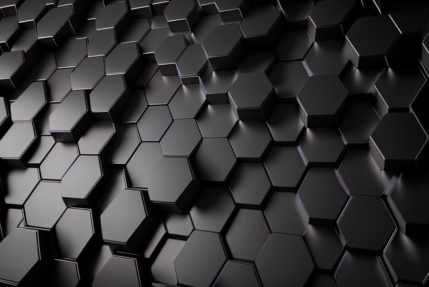 Innovative 3D Black Hexagon Pattern Wallpaper