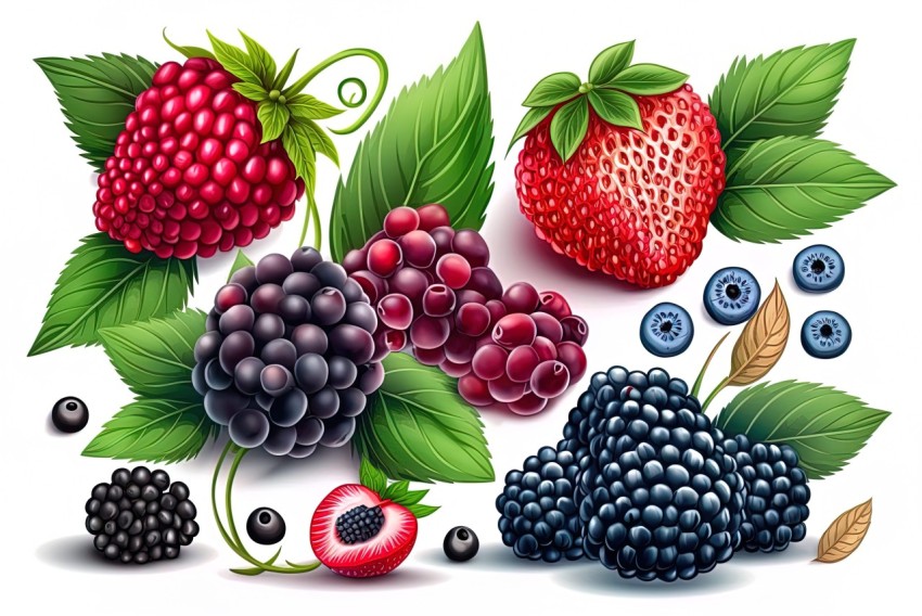 Berries Illustration: A Detailed Artwork of Nature's Colors
