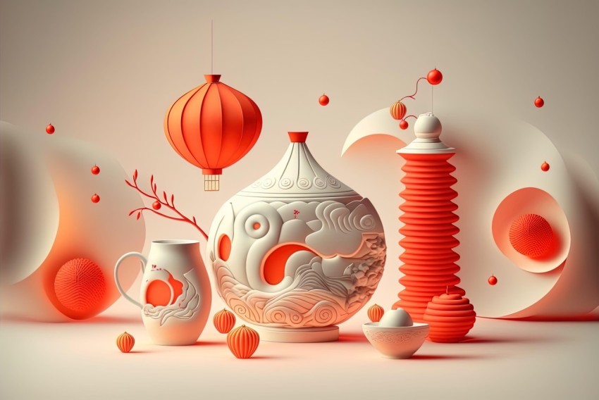 3D Rendered Chinese Traditional Products - A Fusion of Art and Culture