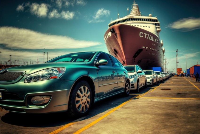 Industrial Style Photography - Cars Parked Beside Cruise Ship