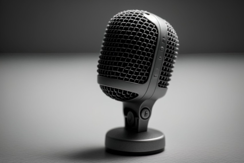 Grey Table Microphone with Cryptidcore Style