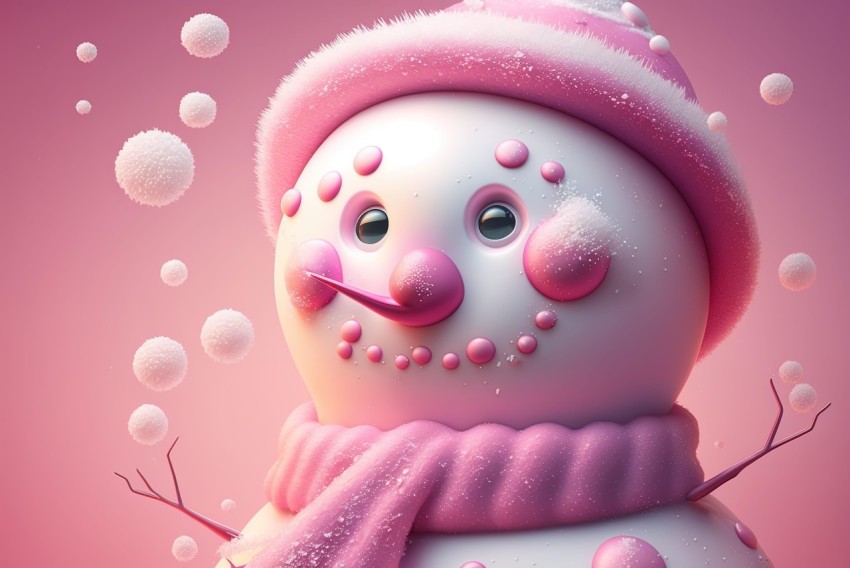 Pink Snowman in a Winter Wonderland
