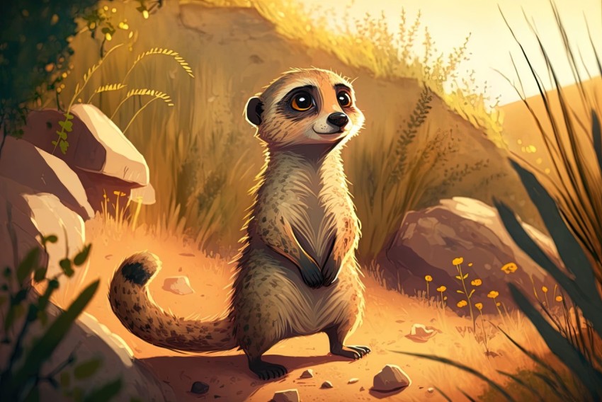 Meerkat in 2D Game Art Style - Charming Character Illustration