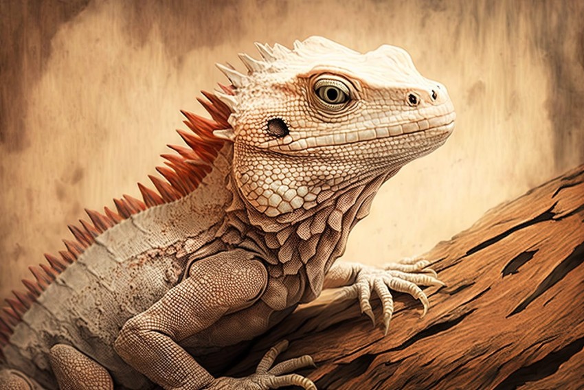 Realistic White Lizard with Fantasy Elements - Hyper-realistic Art
