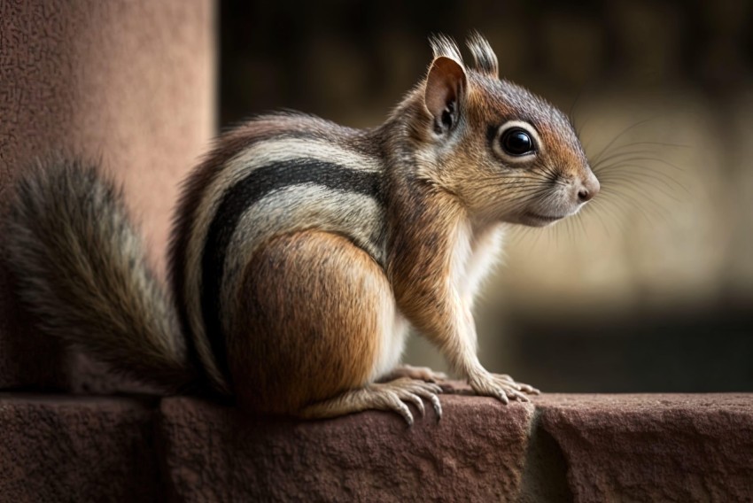 Striped Squirrel on Corner - Darktable Processing | National Geographic Style
