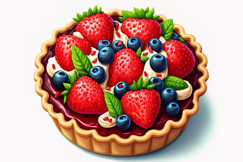 Colorful Strawberry and Blueberry Pie | 2D Game Art
