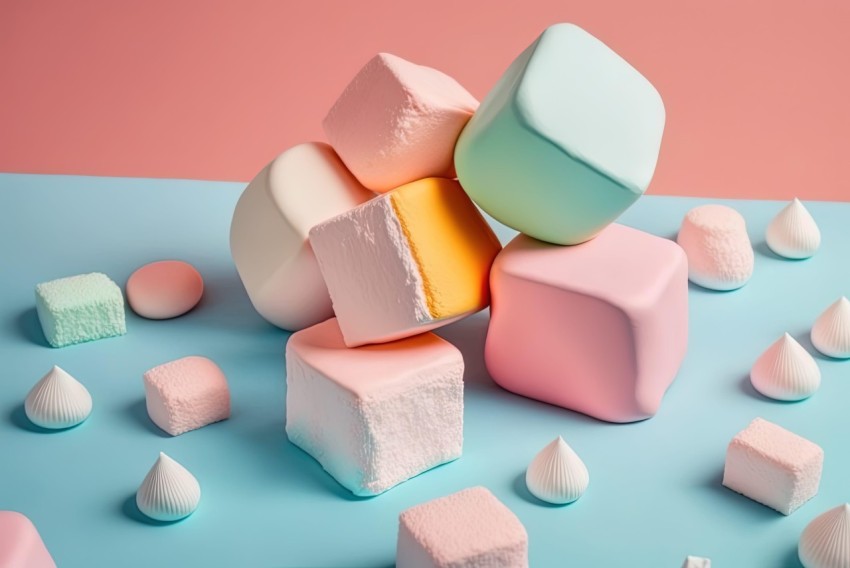 Marshmallows in Cubist Deconstructions: Vibrant and Lively Sculptures