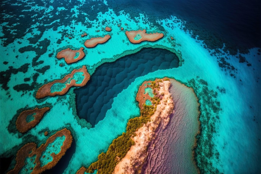 Aerial View of the Great Barrier Reef: A Surrealist Masterpiece