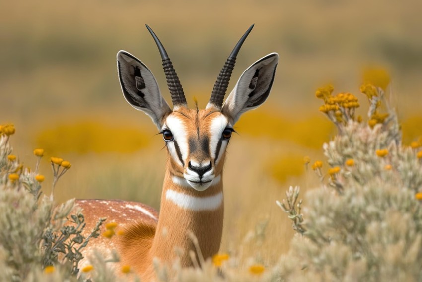 Majestic Antelope in Vibrant Yellow Daisy Field | Nikon D850